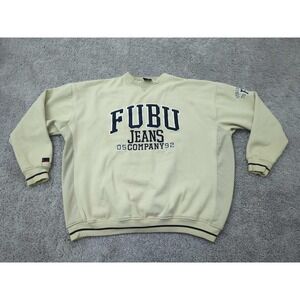 Vintage Fubu Sweater Mens 2XL Crewneck Pullover‎ 90s Hip Hop Embroidered Logo